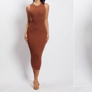 Meshki Ribbed Open Back MIDI Dress